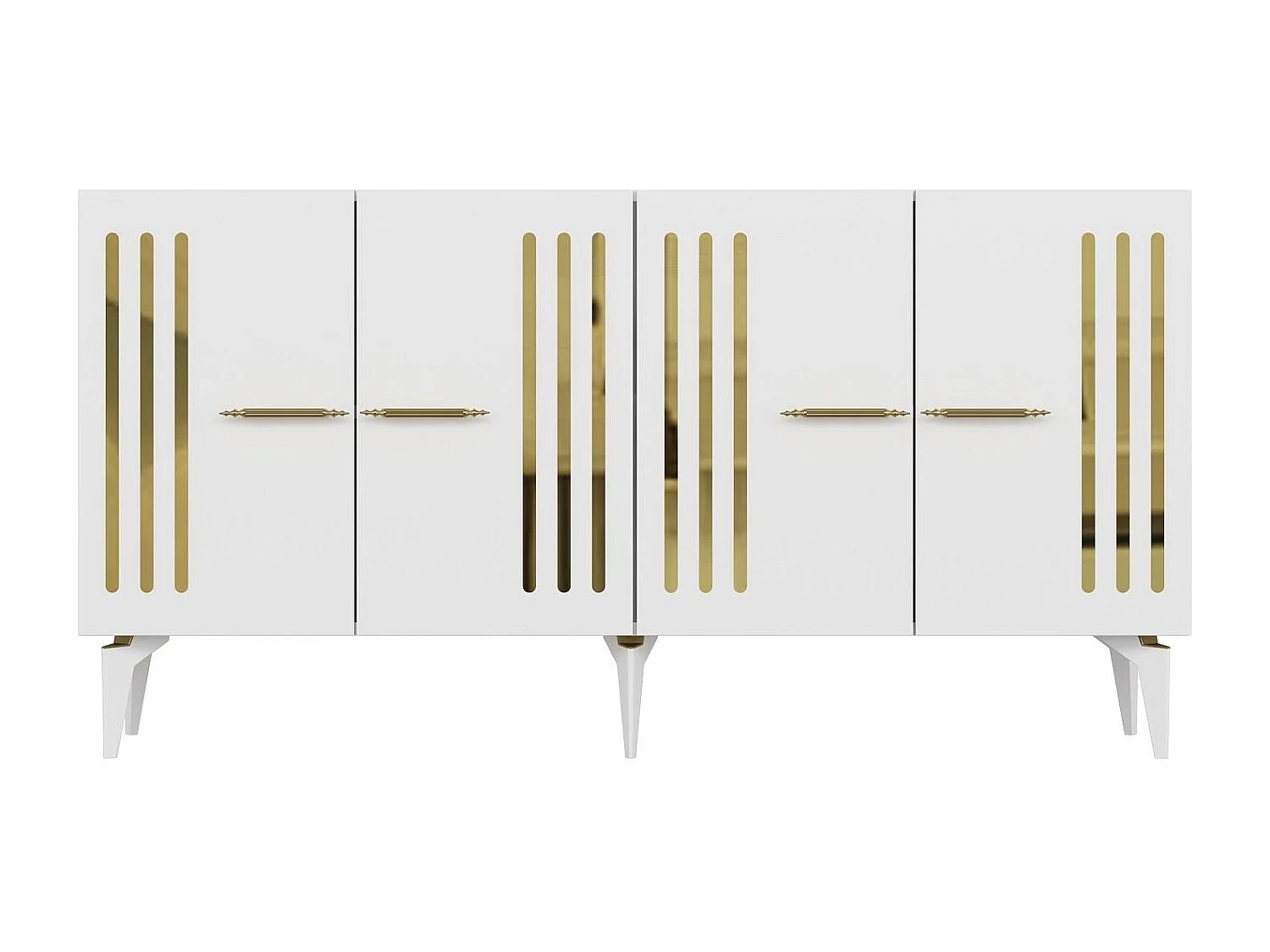 Sideboard – 150 cm x 79 cm x 40 cm – Weiß und Gold – Spanplatte