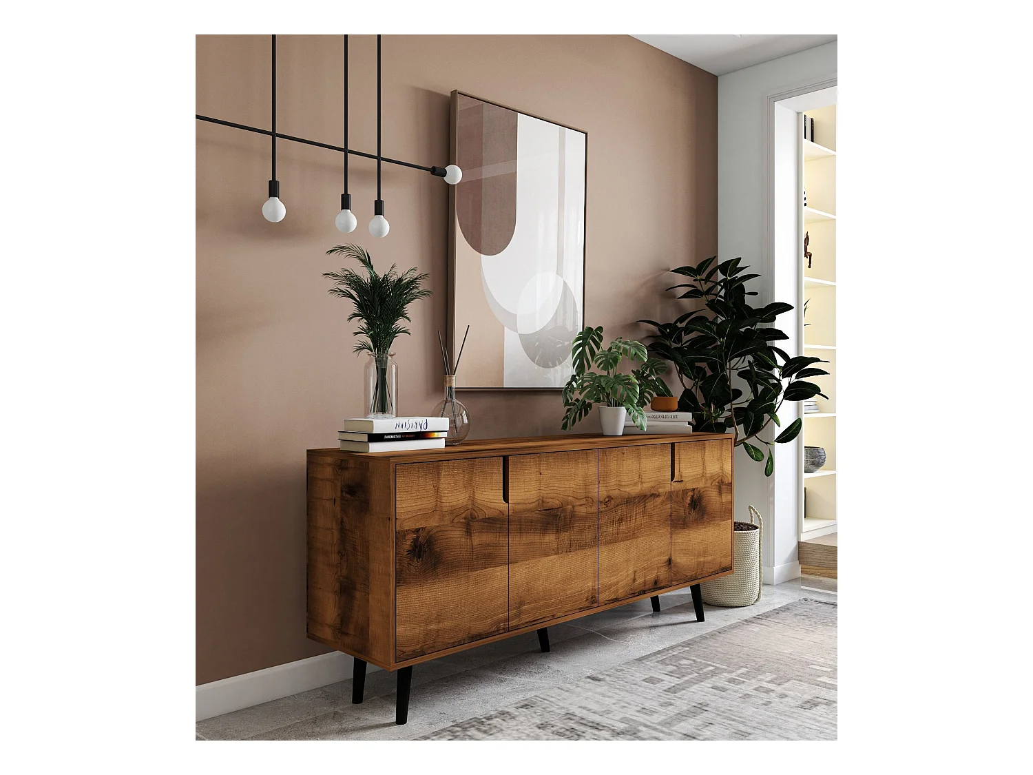 Buffet – 180 cm – Noyer – Panneau de particules mélaminé