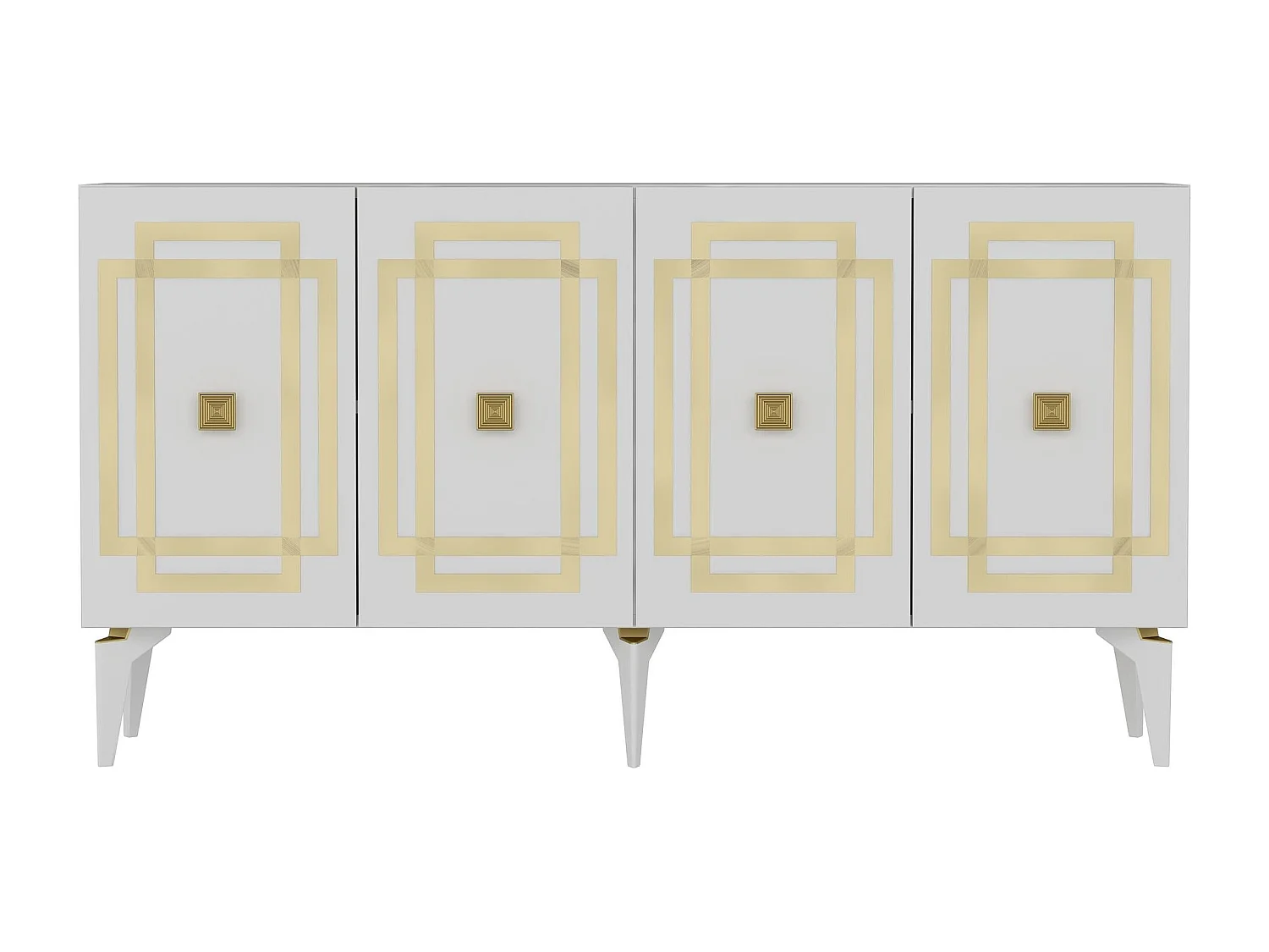 Aparador – 150 cm x 79 cm x 40 cm – Blanco y Dorado – Aglomerado
