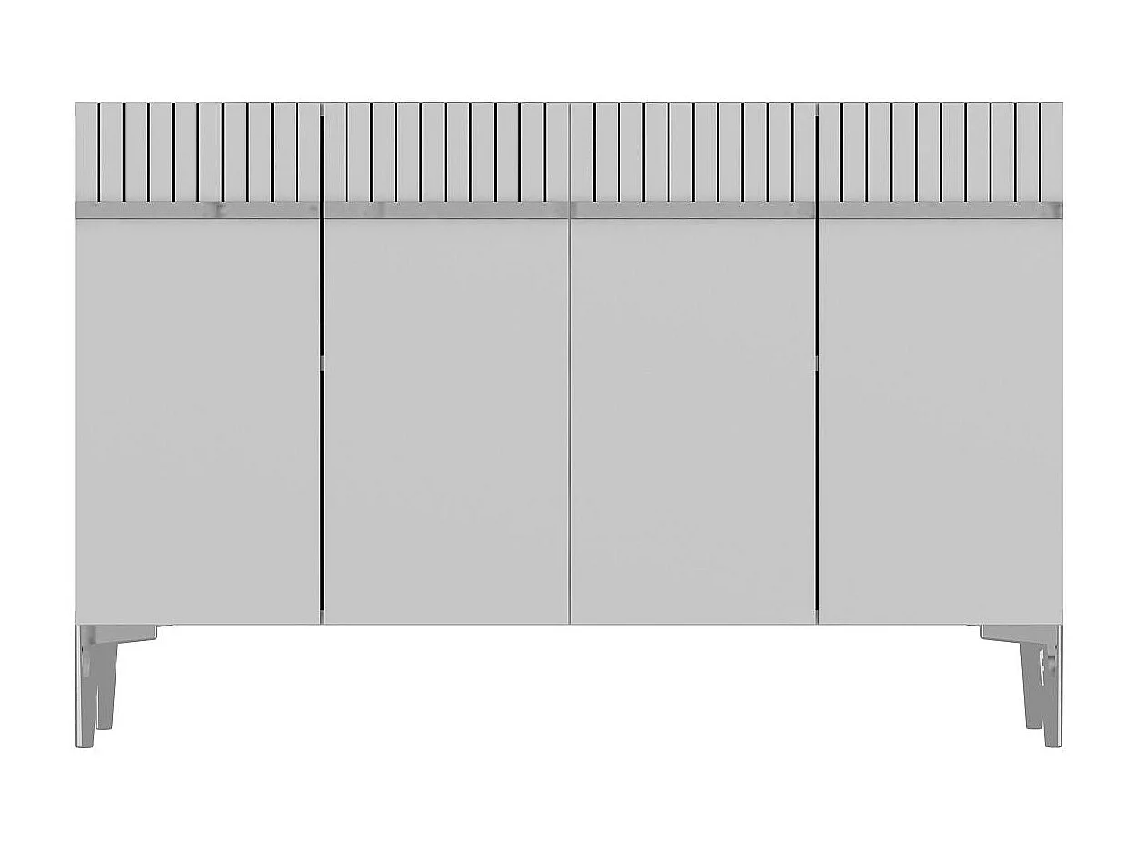 Buffet – 120 cm x 80 cm x 29,6 cm – Blanc et Argent – ​​Aggloméré