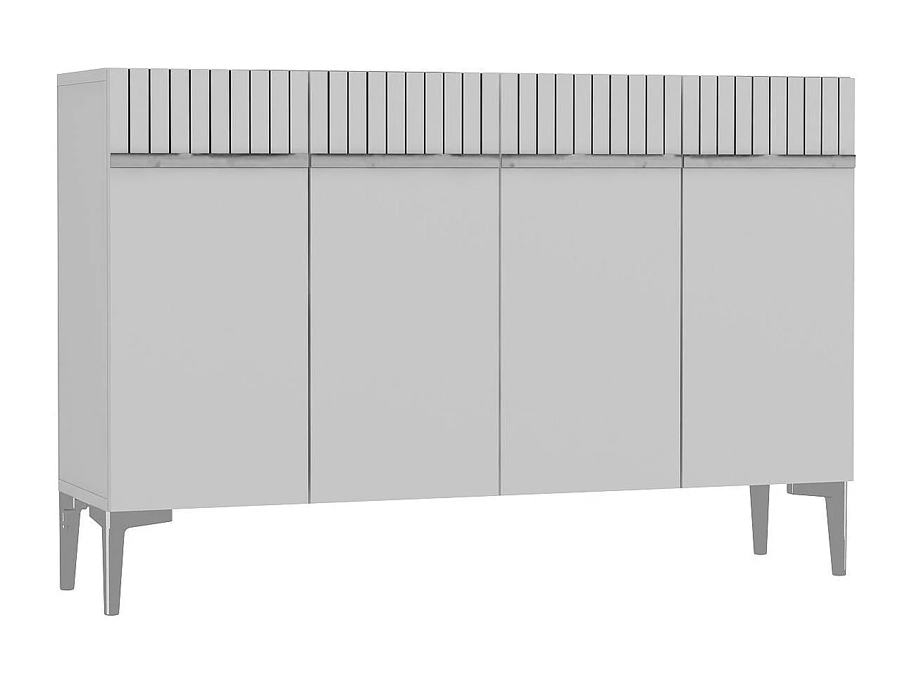 Buffet – 120 cm x 80 cm x 29,6 cm – Blanc et Argent – ​​Aggloméré