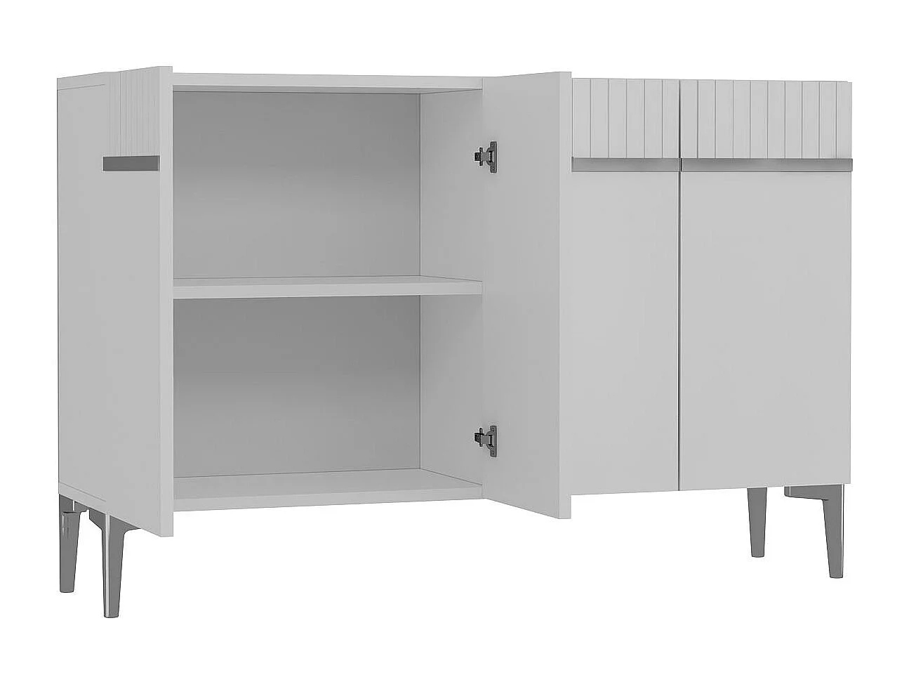 Buffet – 120 cm x 80 cm x 29,6 cm – Blanc et Argent – ​​Aggloméré