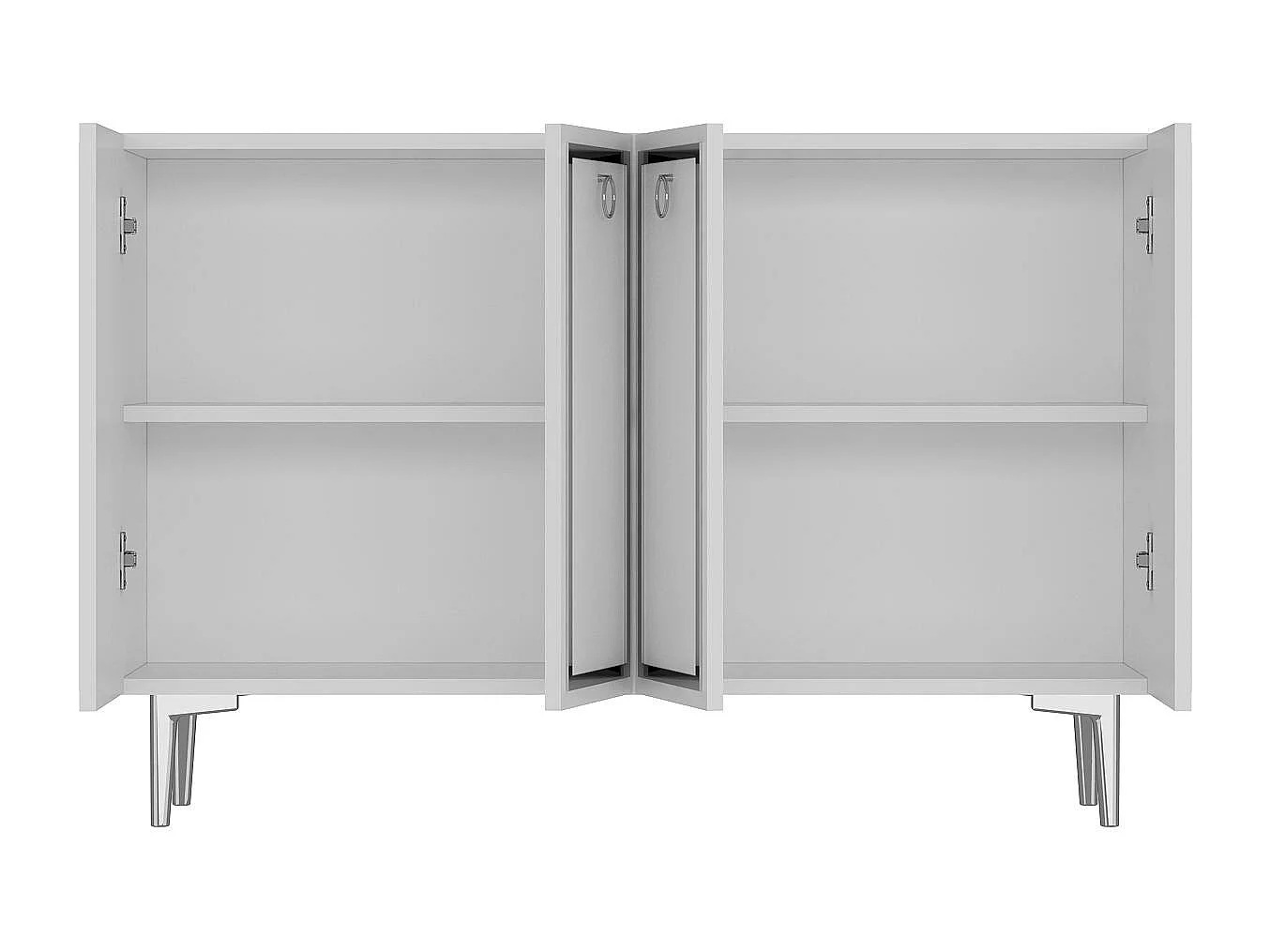 Buffet – 120 cm x 75 cm x 29,6 cm – Blanc et Argent – ​​Panneau de particules mélaminé