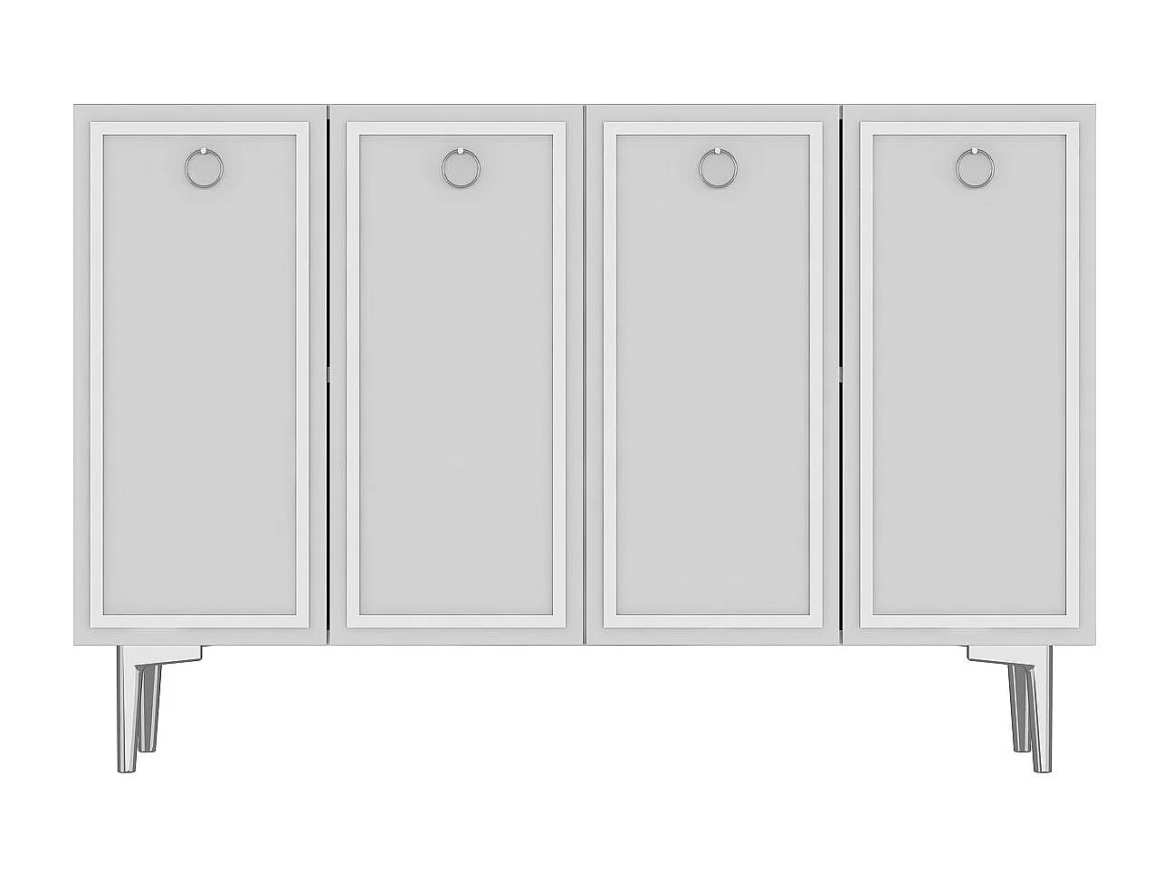 Buffet – 120 cm x 75 cm x 29,6 cm – Blanc et Argent – ​​Panneau de particules mélaminé