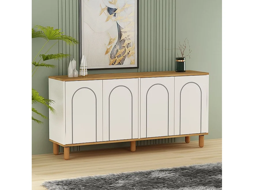 Dressoir – 150 cm x 73 cm x 36 cm – Saffier Eiken en Wit – Spaanplaat