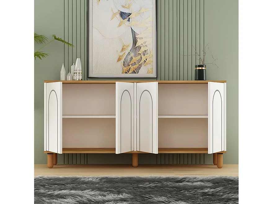 Dressoir – 150 cm x 73 cm x 36 cm – Saffier Eiken en Wit – Spaanplaat