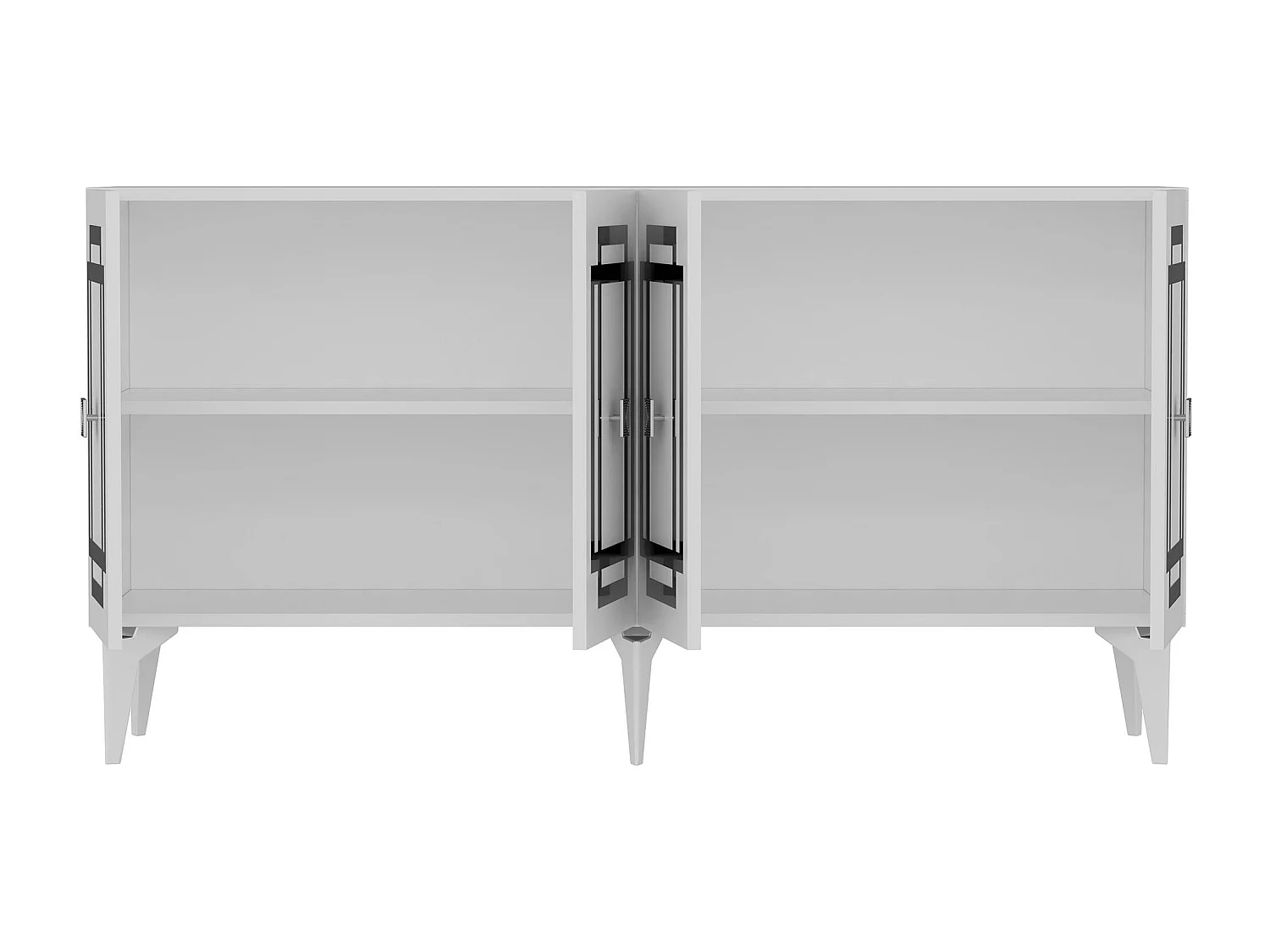 Sideboard – 150 cm – Weiß und Silber – Spanplatte