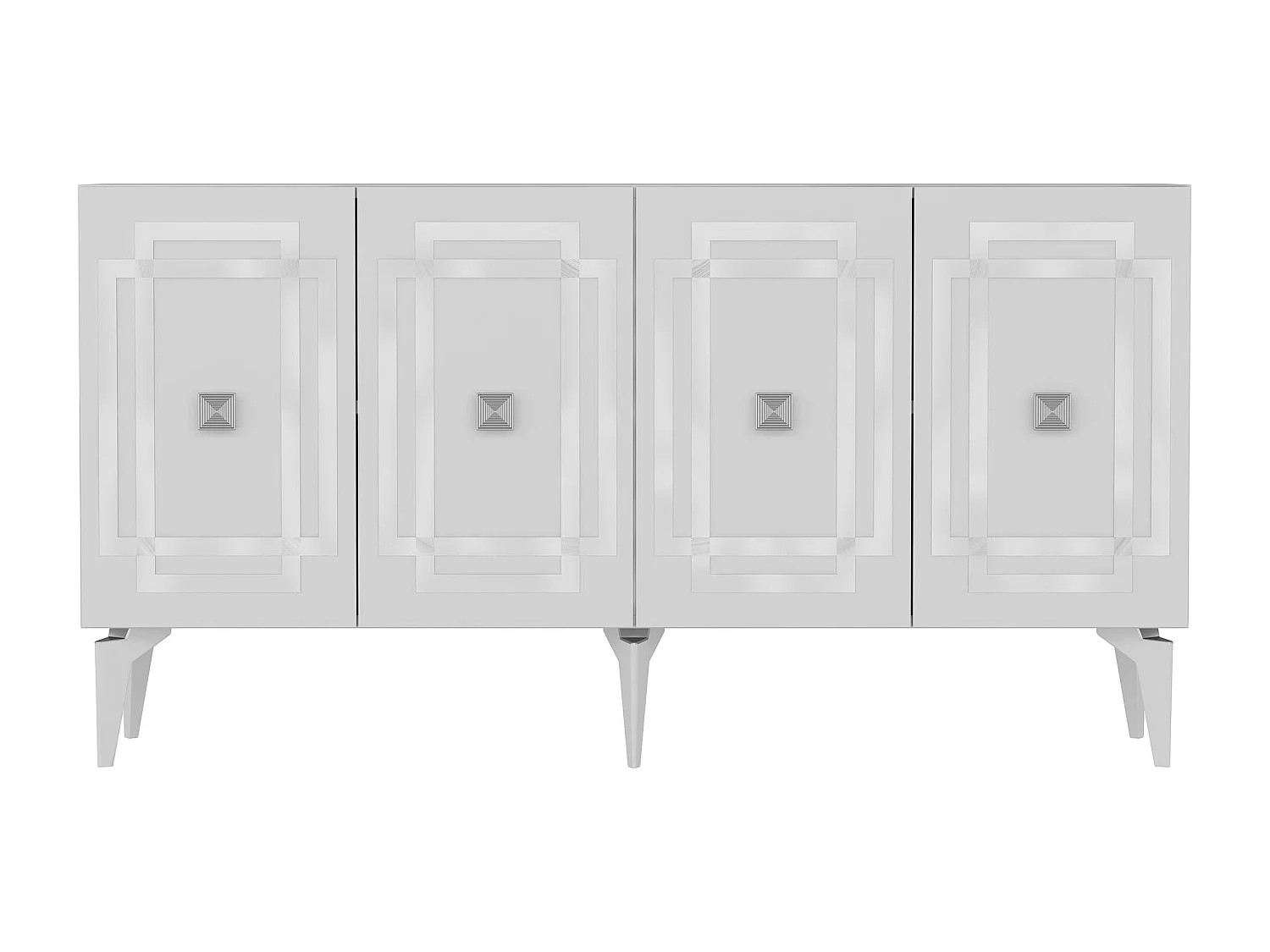Sideboard – 150 cm – Weiß und Silber – Spanplatte