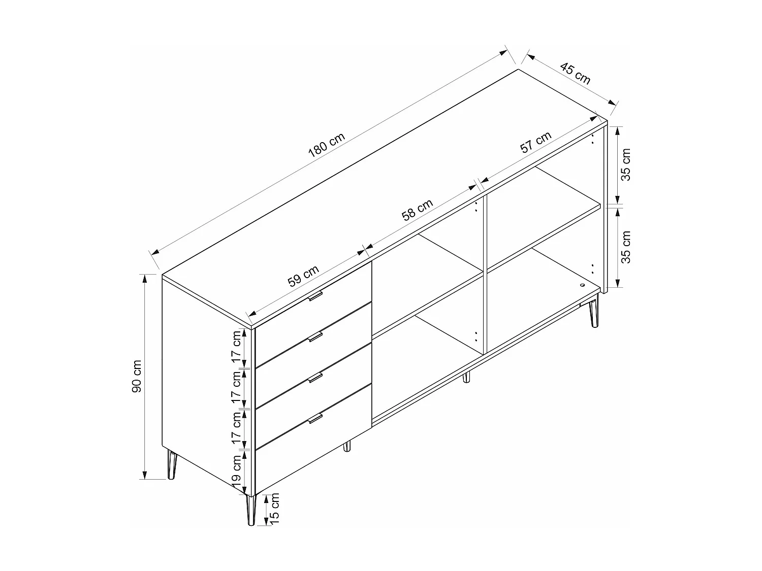 Credenza Yelena - Bianca Nera Arenaria