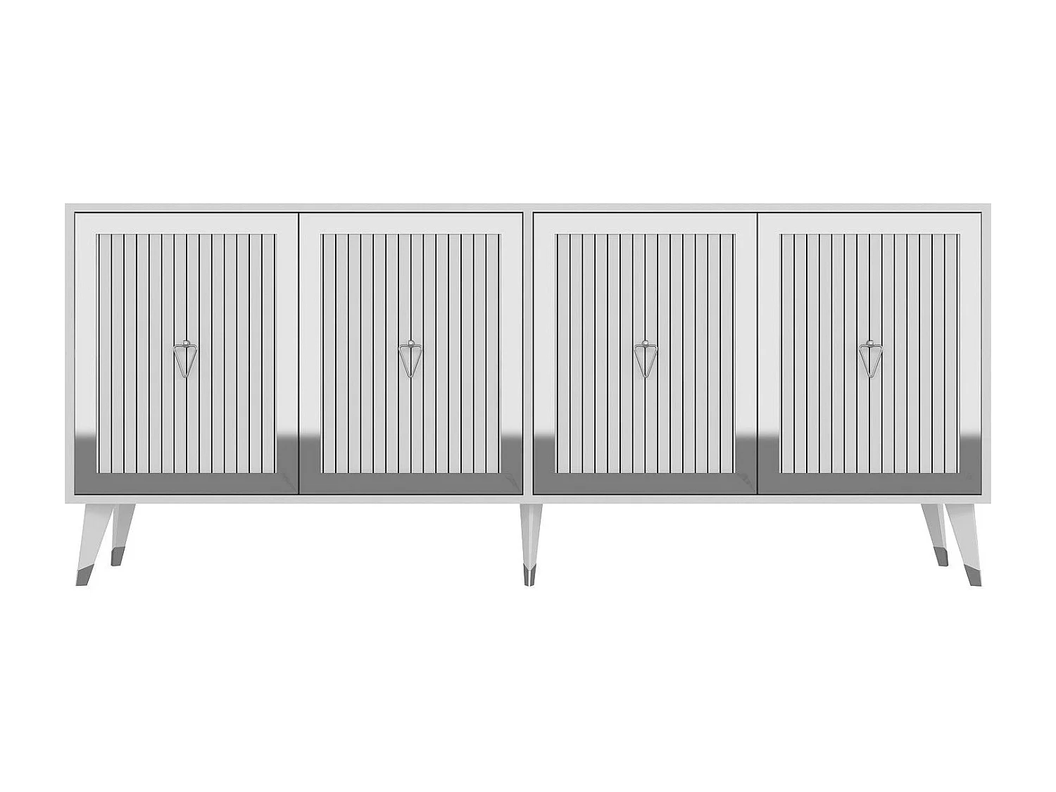 Dressoir – 180 cm x 78,6 cm x 35 cm – Wit en zilver – Melamine gecoat spaanplaat