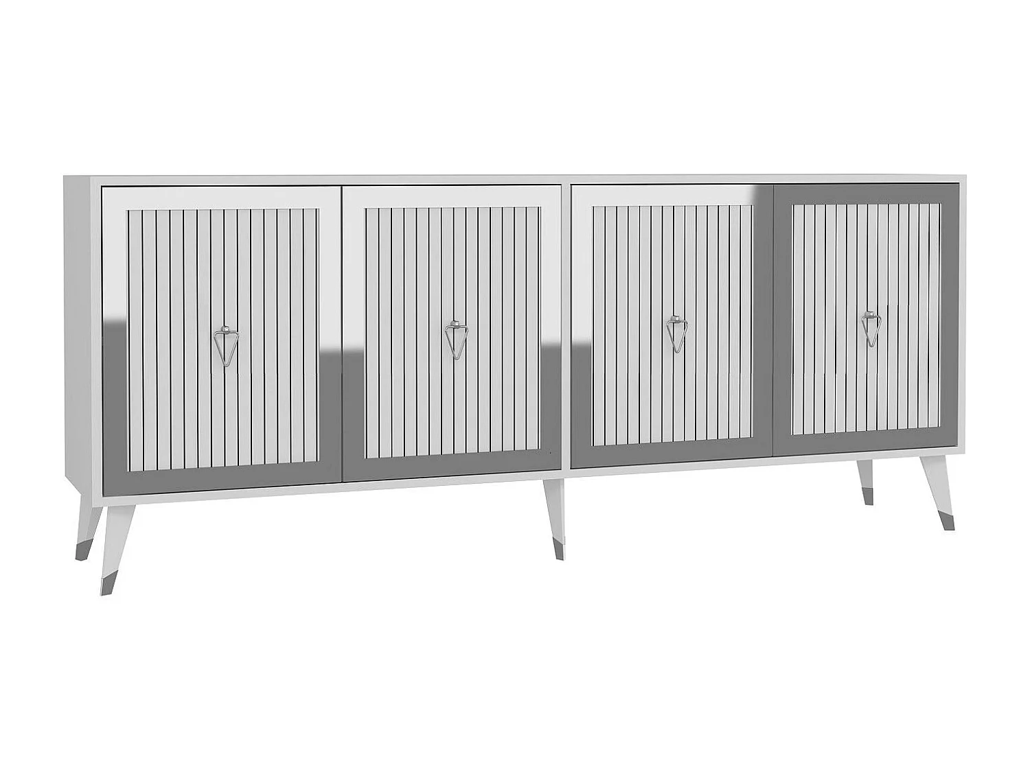 Dressoir – 180 cm x 78,6 cm x 35 cm – Wit en zilver – Melamine gecoat spaanplaat