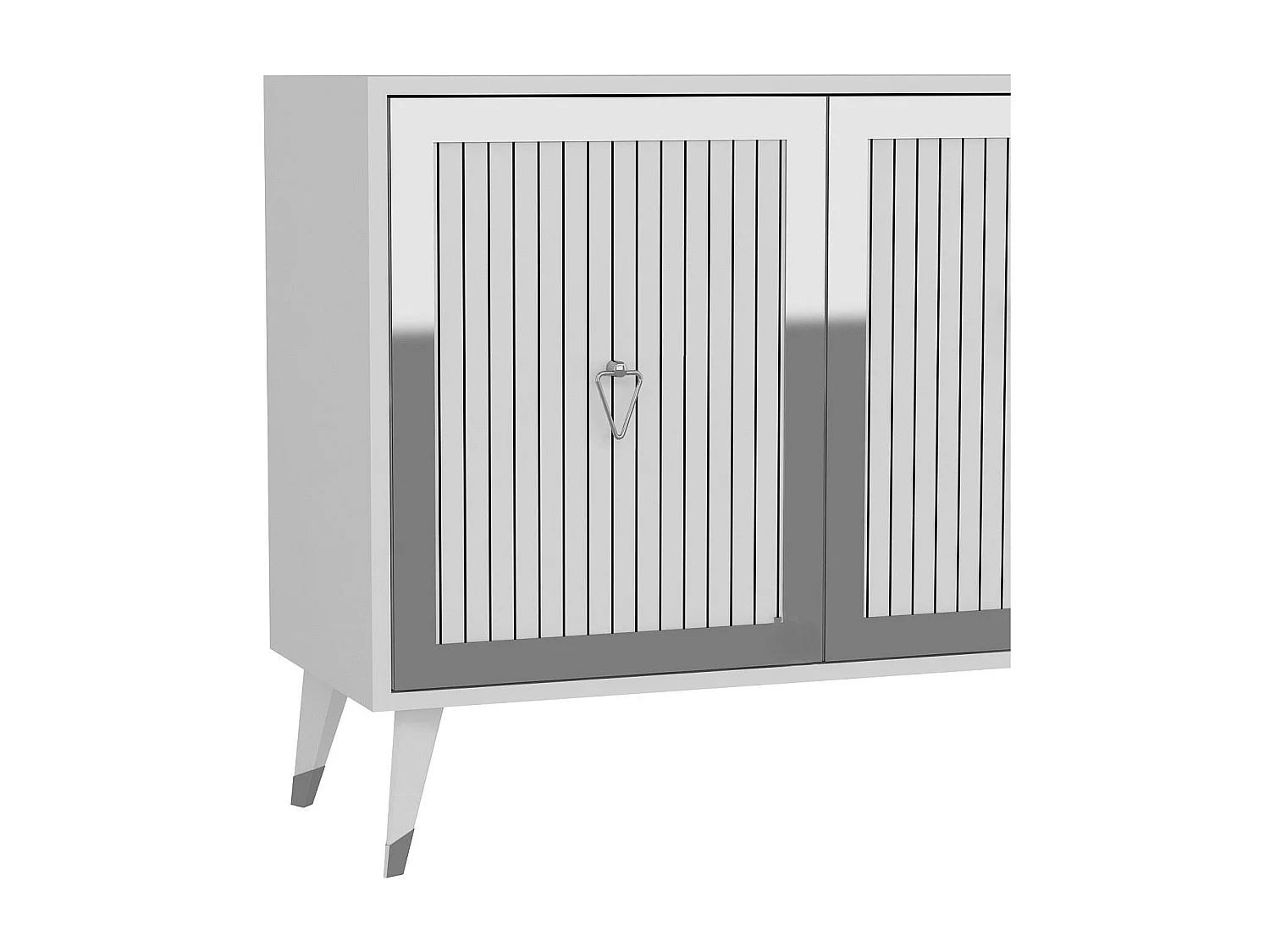 Dressoir – 180 cm x 78,6 cm x 35 cm – Wit en zilver – Melamine gecoat spaanplaat