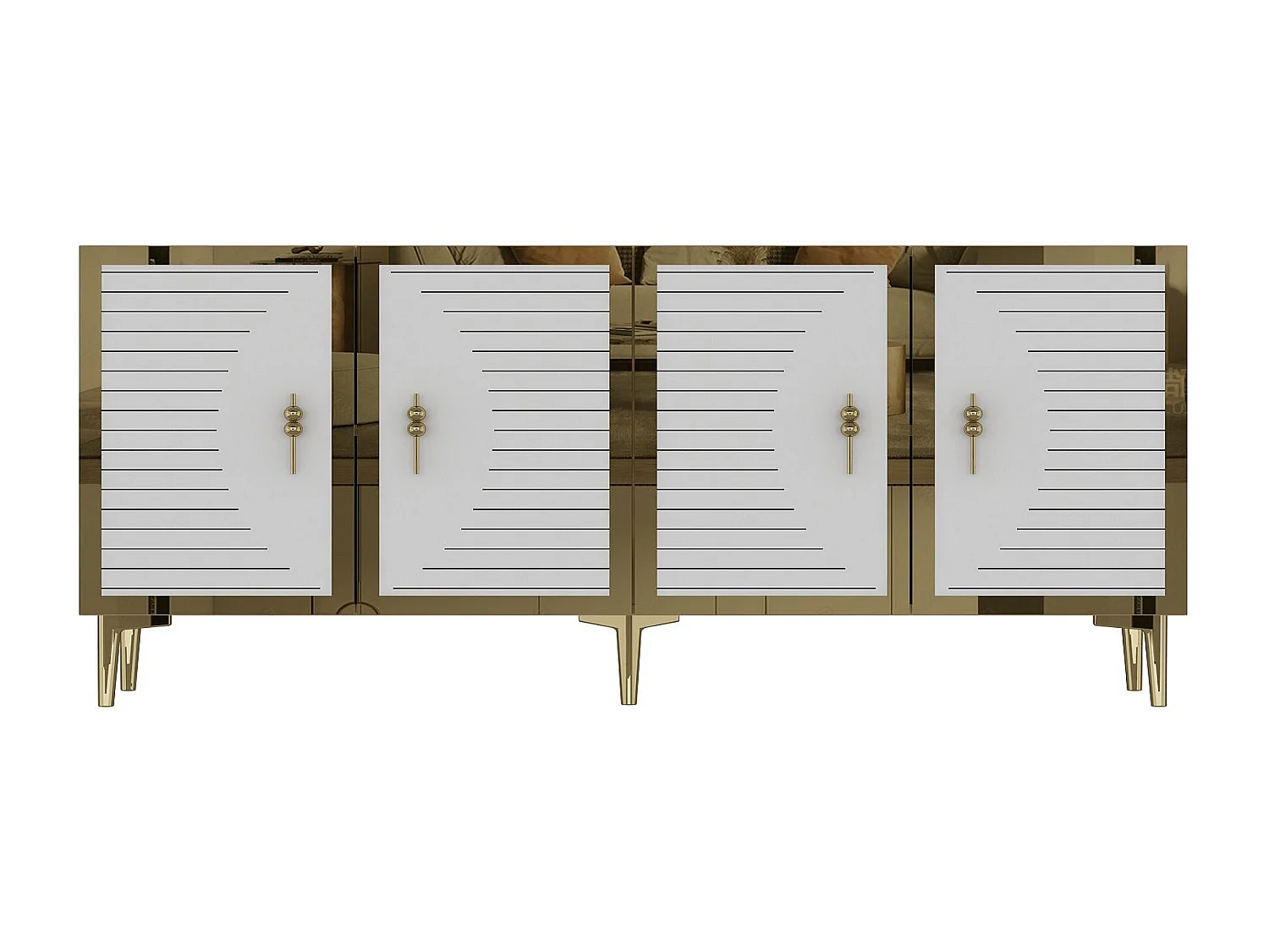 Dressoir – 180cm – Saffier Eiken, Wit, Goud – Melamine gecoate spaanplaat