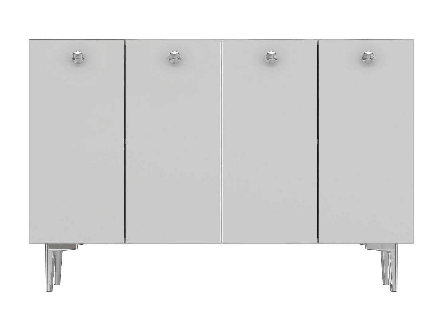 Komoda – 120 cm x 80 cm x 29,6 cm – Biała i srebrna – Płyta wiórowa