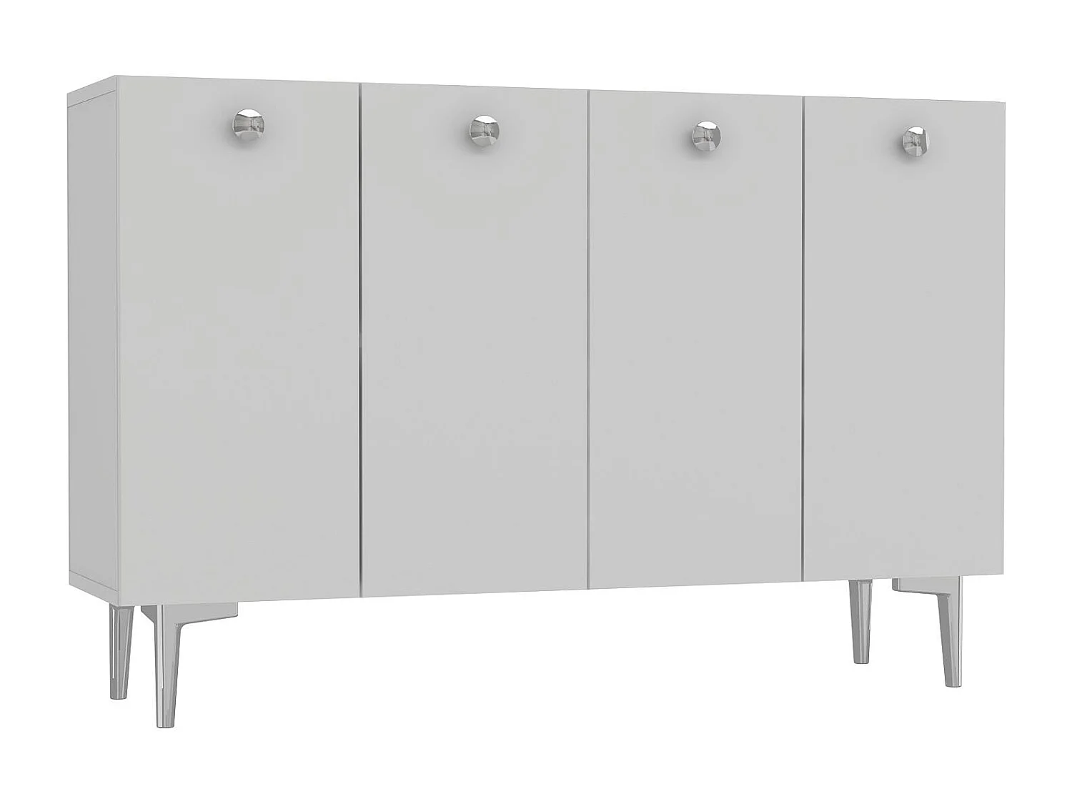 Komoda – 120 cm x 80 cm x 29,6 cm – Biała i srebrna – Płyta wiórowa