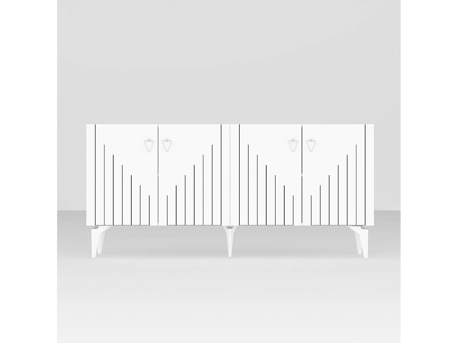 Buffet en aggloméré mélaminé – 150 cm – Blanc et Argent