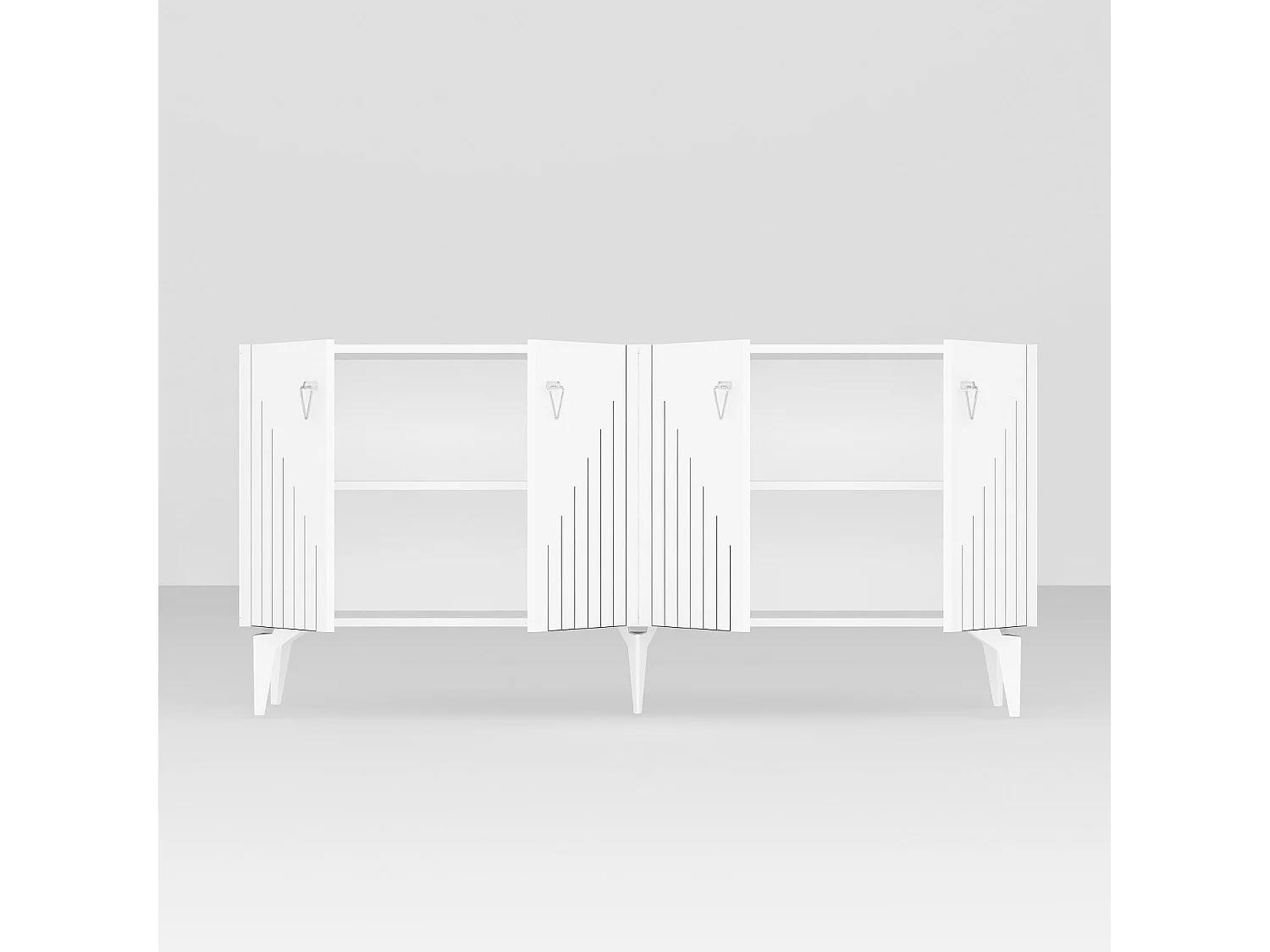 Buffet en aggloméré mélaminé – 150 cm – Blanc et Argent