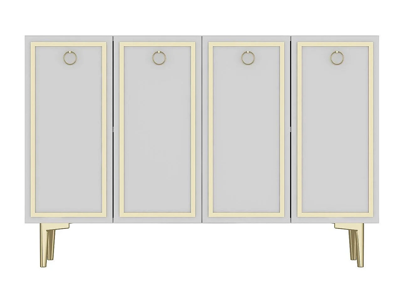 Dressoir – 120 cm x 75 cm x 29,6 cm – Wit en goud – MDF