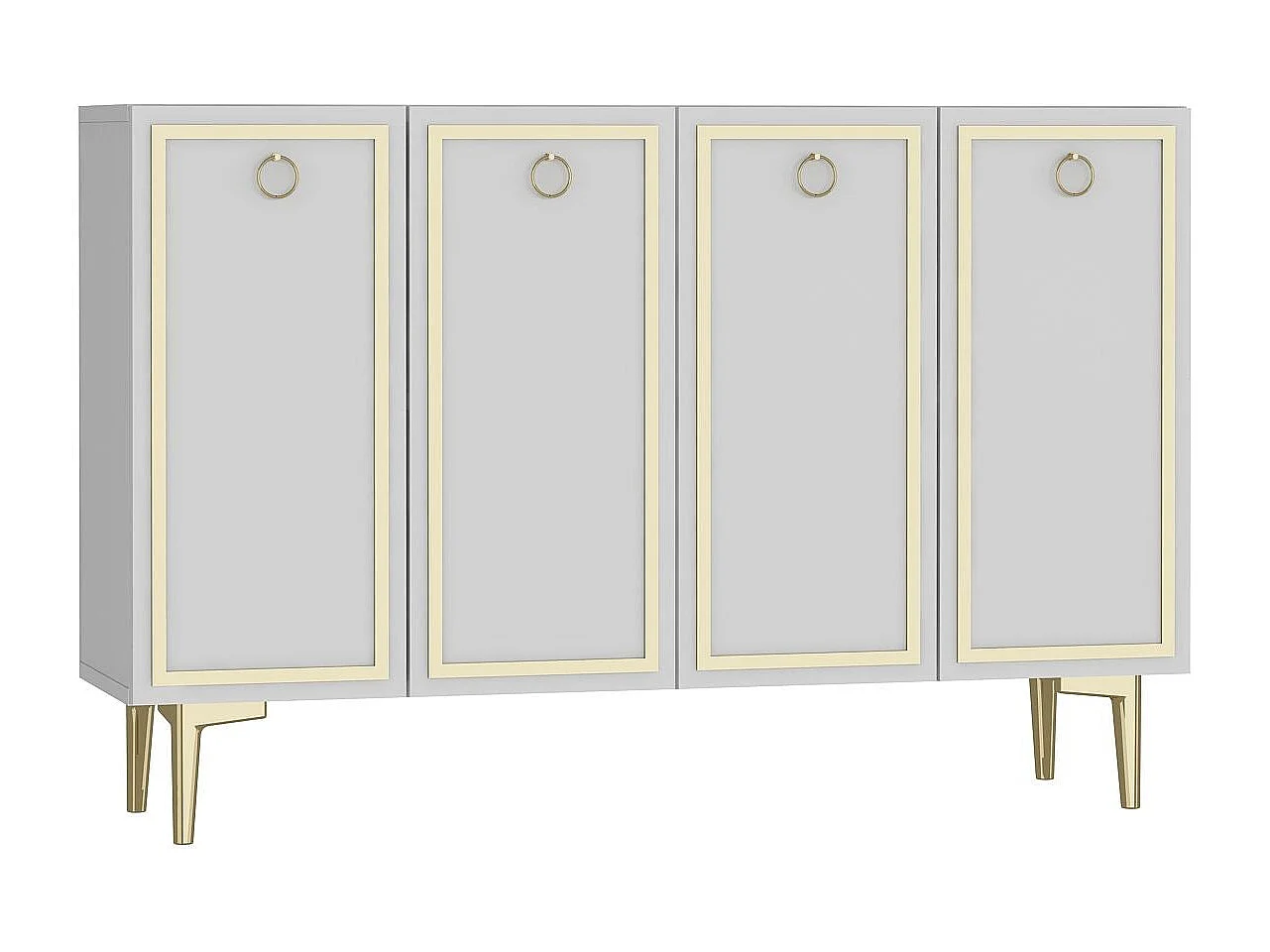 Dressoir – 120 cm x 75 cm x 29,6 cm – Wit en goud – MDF