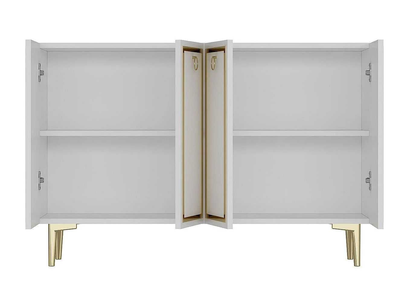 Dressoir – 120 cm x 75 cm x 29,6 cm – Wit en goud – MDF