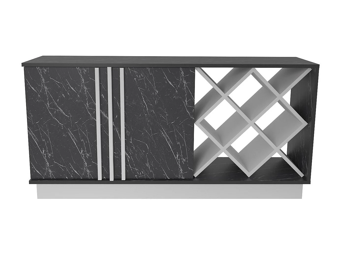 Buffet – 148 cm x 70 cm x 40 cm – Blanc et Noir – MDF