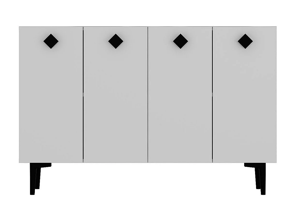 Sideboard aus melaminbeschichteter Spanplatte – 120 cm x 80 cm x 29,6 cm – Weiß und Schwarz