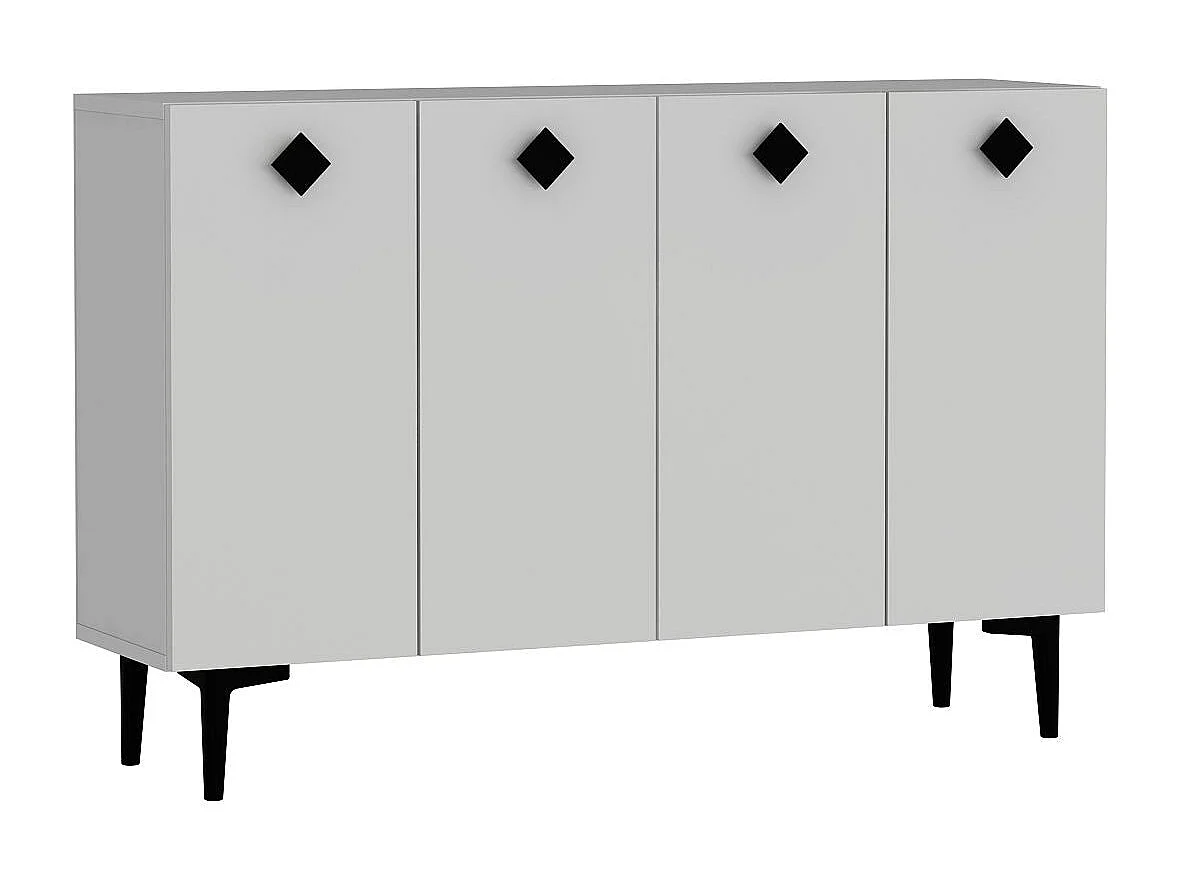 Sideboard aus melaminbeschichteter Spanplatte – 120 cm x 80 cm x 29,6 cm – Weiß und Schwarz