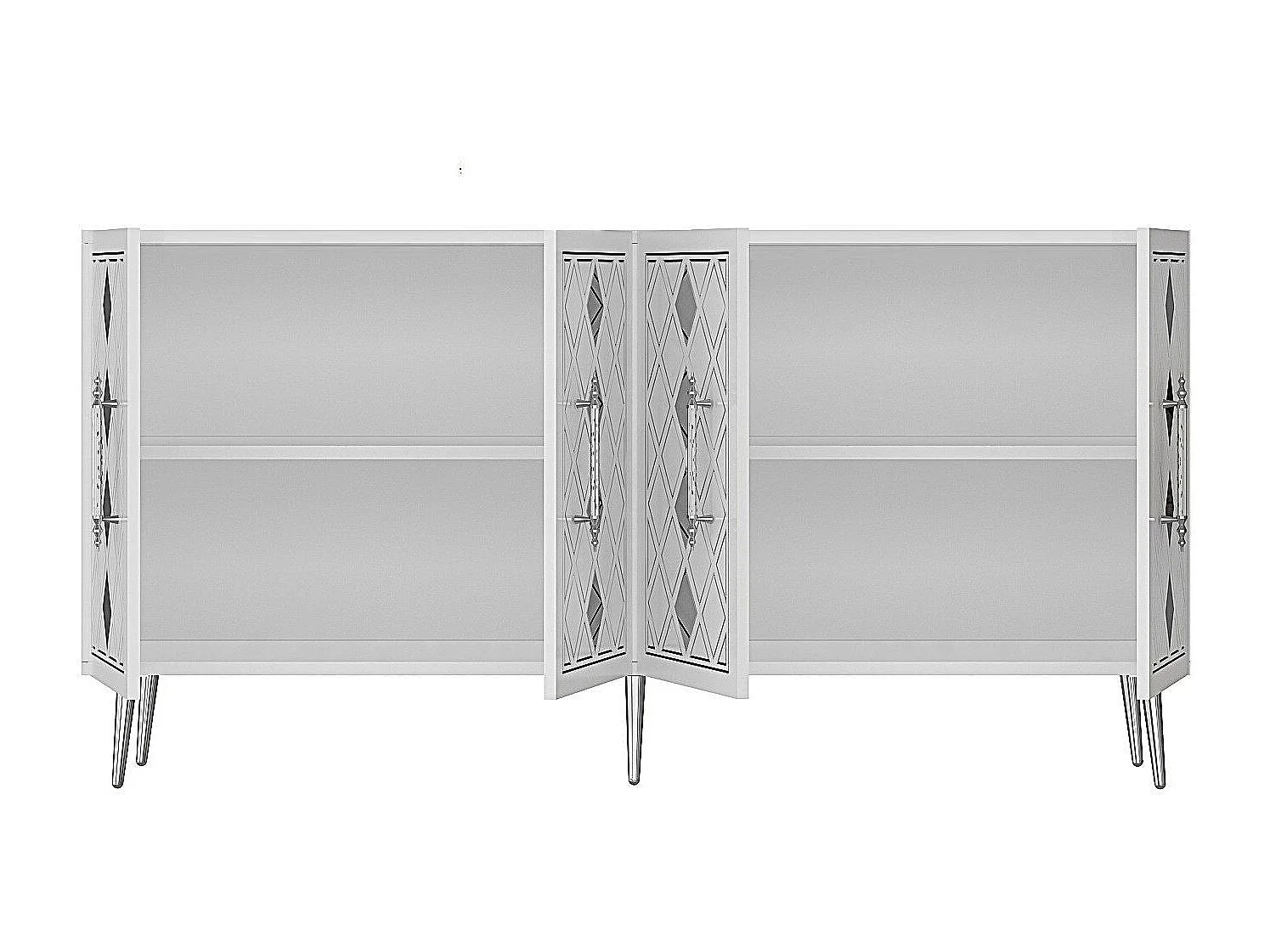 Komoda – 150 cm – Biało-srebrna – Płyta wiórowa pokryta melaminą