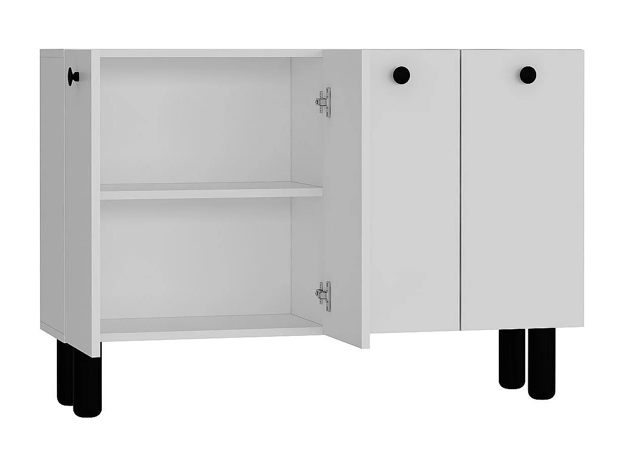 Dressoir – 120 cm breed x 80 cm hoog x 29,6 cm diep – Wit en zwart – Spaanplaat