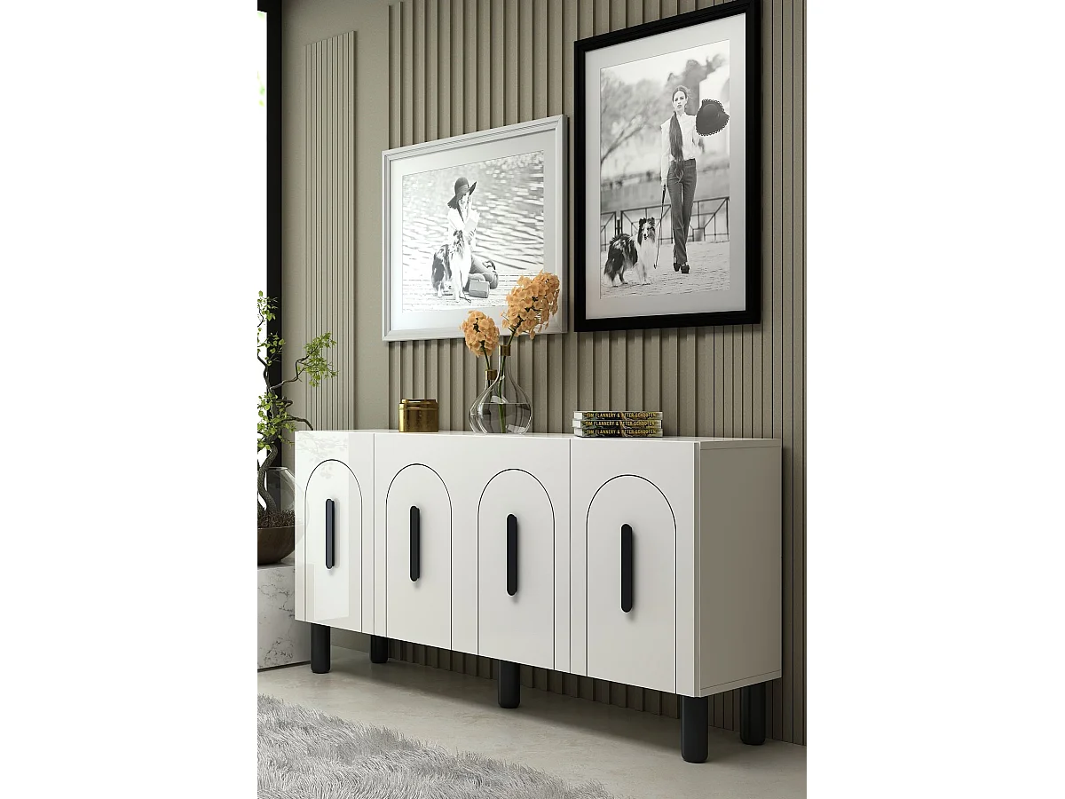 Credenza – 150 cm – Bianco e Nero – MDF