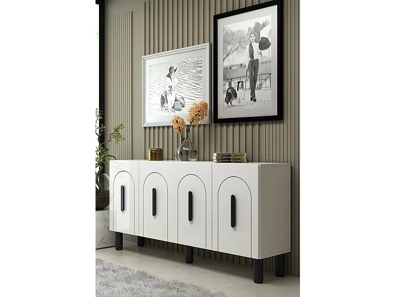 Credenza – 150 cm – Bianco e Nero – MDF