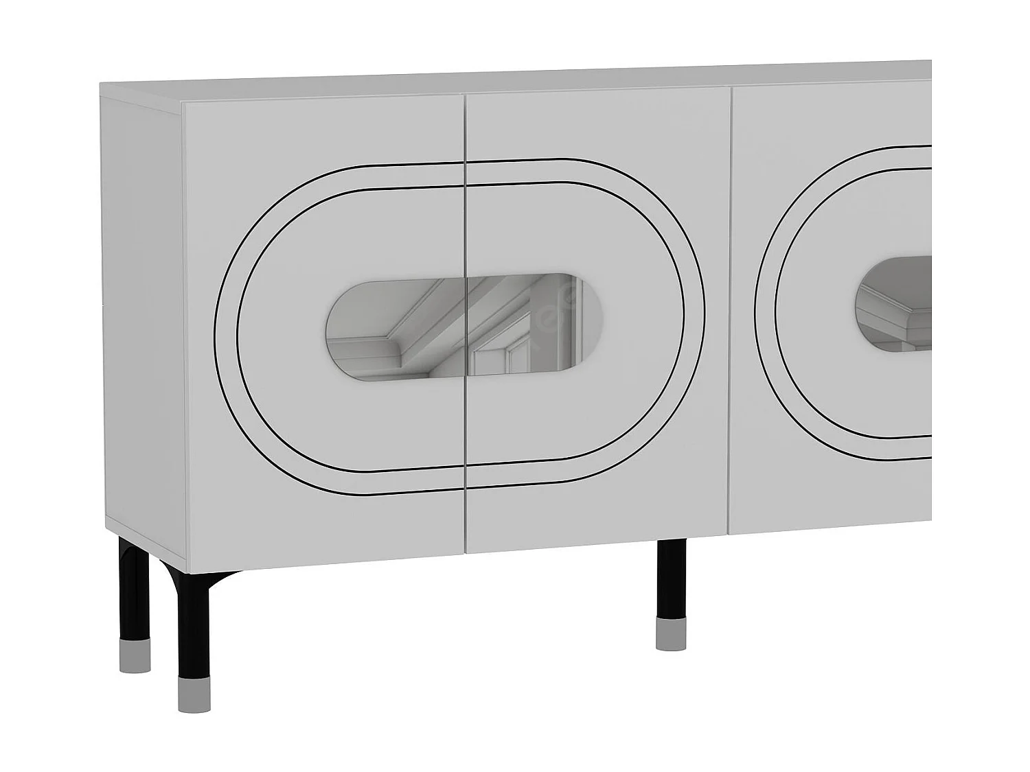 Komoda – 150 cm x 75 cm x 35 cm – biała i srebrna – płyta wiórowa