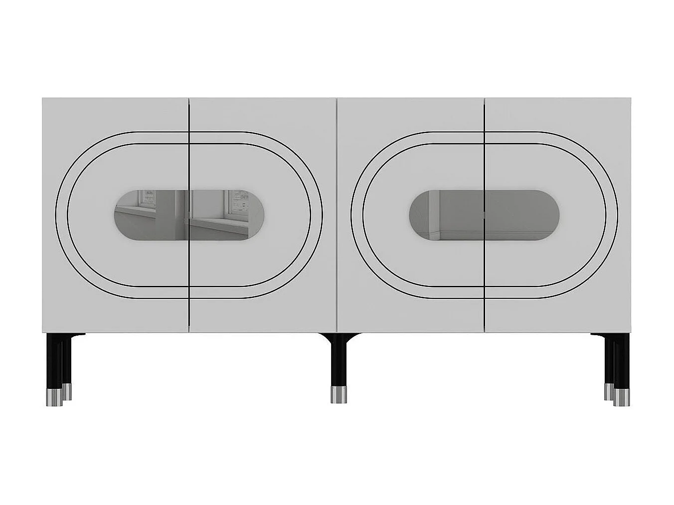 Komoda – 150 cm x 75 cm x 35 cm – biała i srebrna – płyta wiórowa
