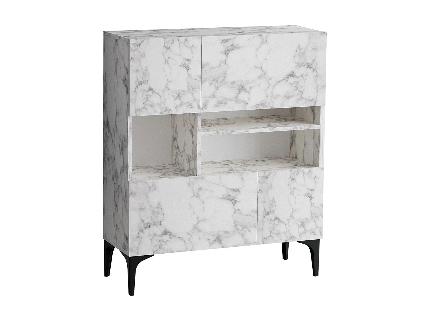 Buffet en marbre de Carrare – 100 cm x 35 cm x 125 cm – Marbre de Carrare – Panneau de particules mélaminé