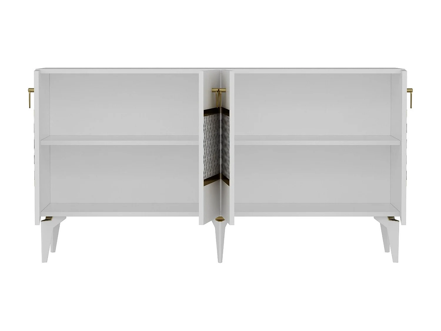 Buffet – 150 cm x 79 cm x 40 cm – Blanc et Or – Aggloméré