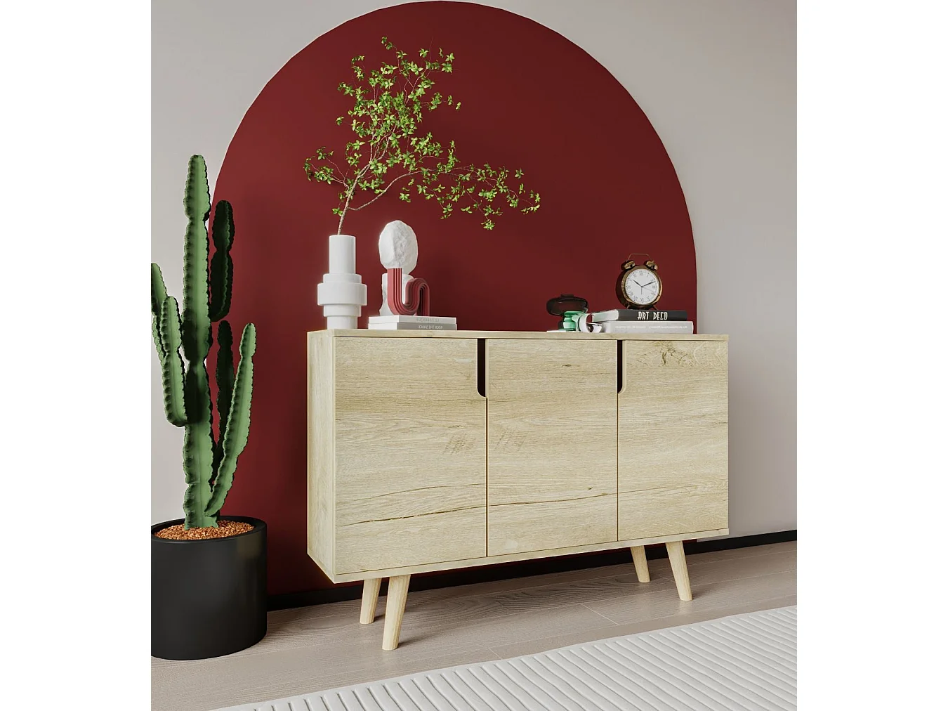Buffet en aggloméré mélaminé – 120 cm x 80 cm x 30 cm – Chêne saphir