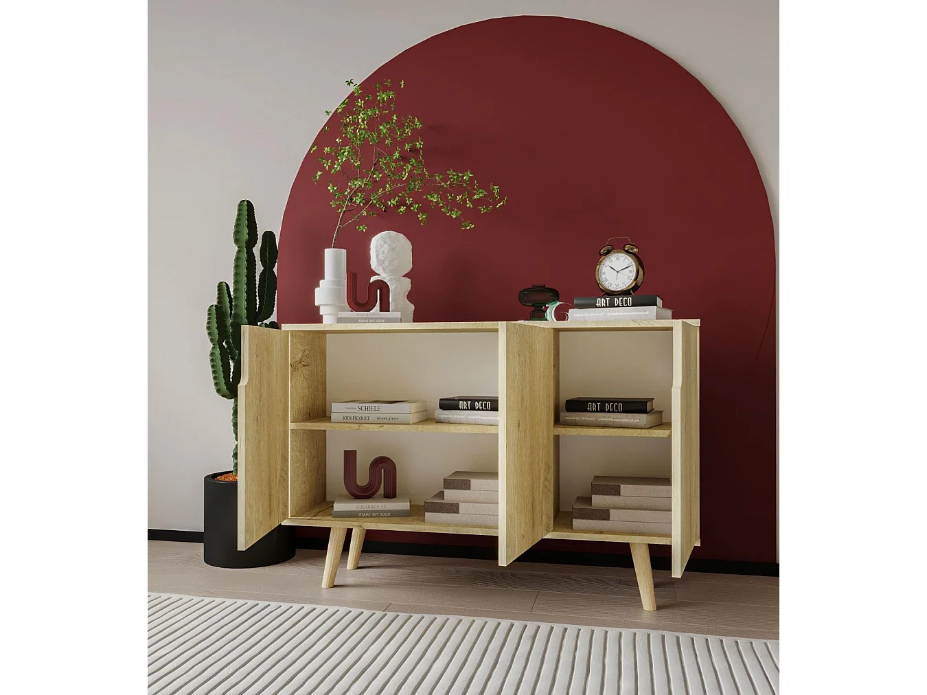 Buffet en aggloméré mélaminé – 120 cm x 80 cm x 30 cm – Chêne saphir