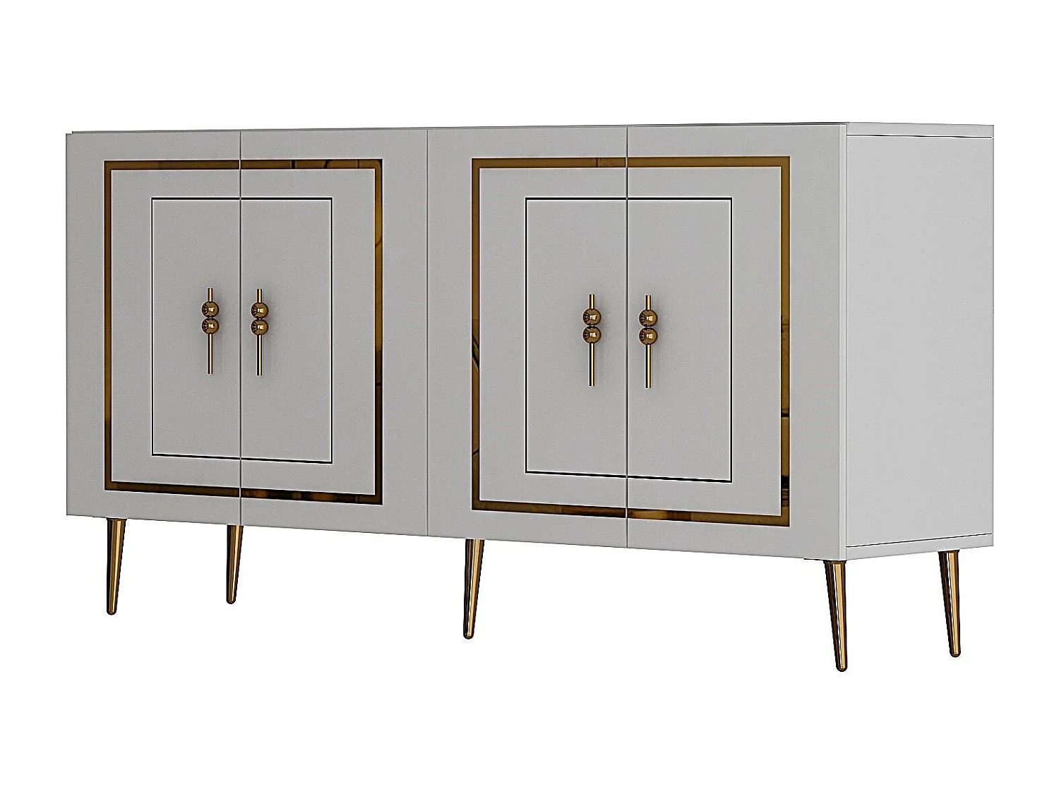 Credenza – 150 cm – Bianco e Oro – MDF