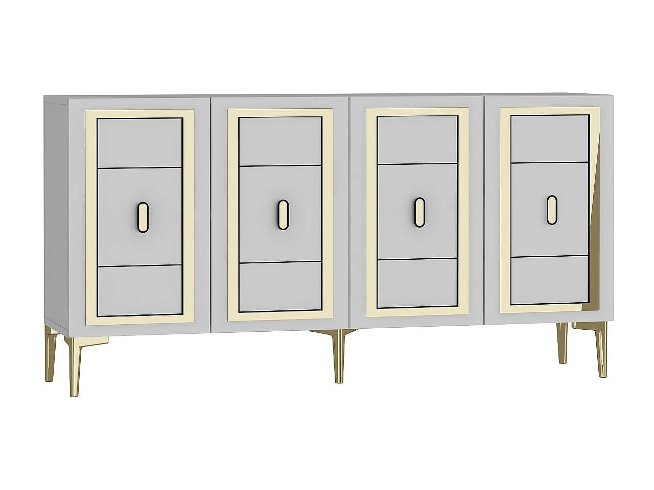 Credenza in MDF – 150 cm x 75 cm x 35 cm – Bianco e Oro