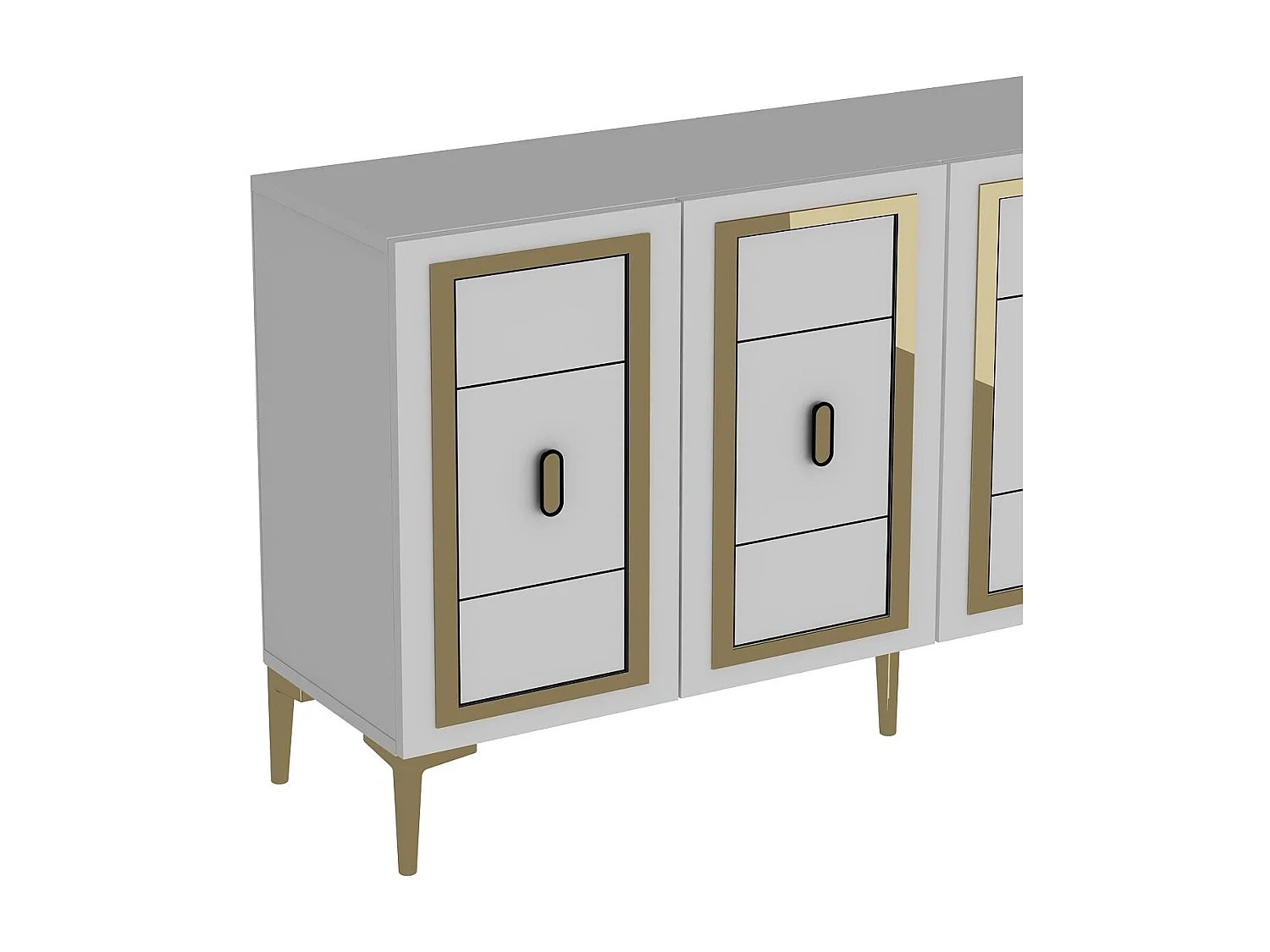 Credenza in MDF – 150 cm x 75 cm x 35 cm – Bianco e Oro