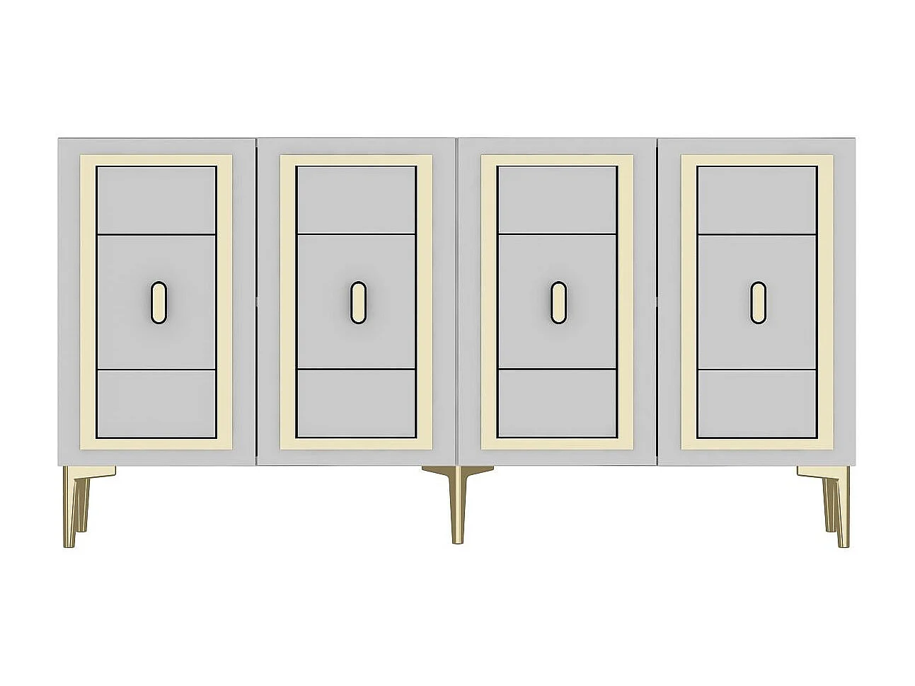 Credenza in MDF – 150 cm x 75 cm x 35 cm – Bianco e Oro