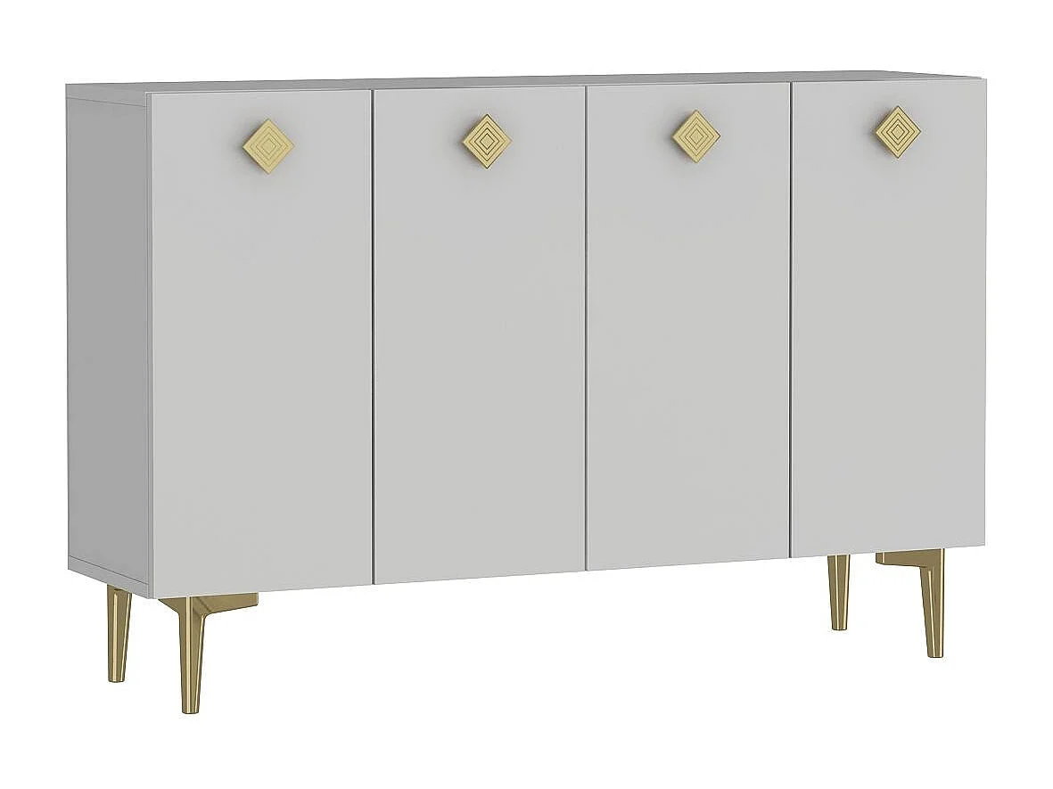 Credenza – 120 cm x 80 cm – Bianco e oro – Pannello di particelle