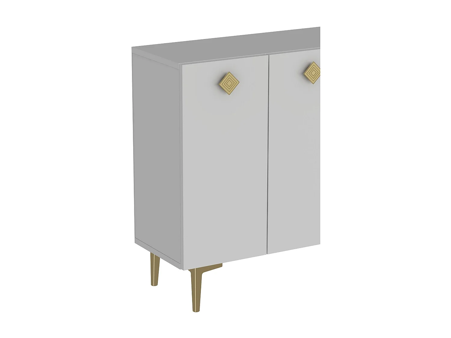 Credenza – 120 cm x 80 cm – Bianco e oro – Pannello di particelle