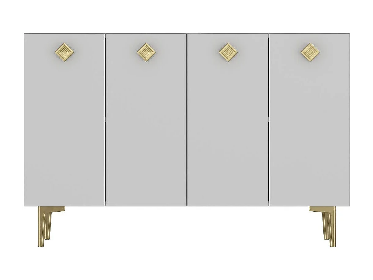 Credenza – 120 cm x 80 cm – Bianco e oro – Pannello di particelle