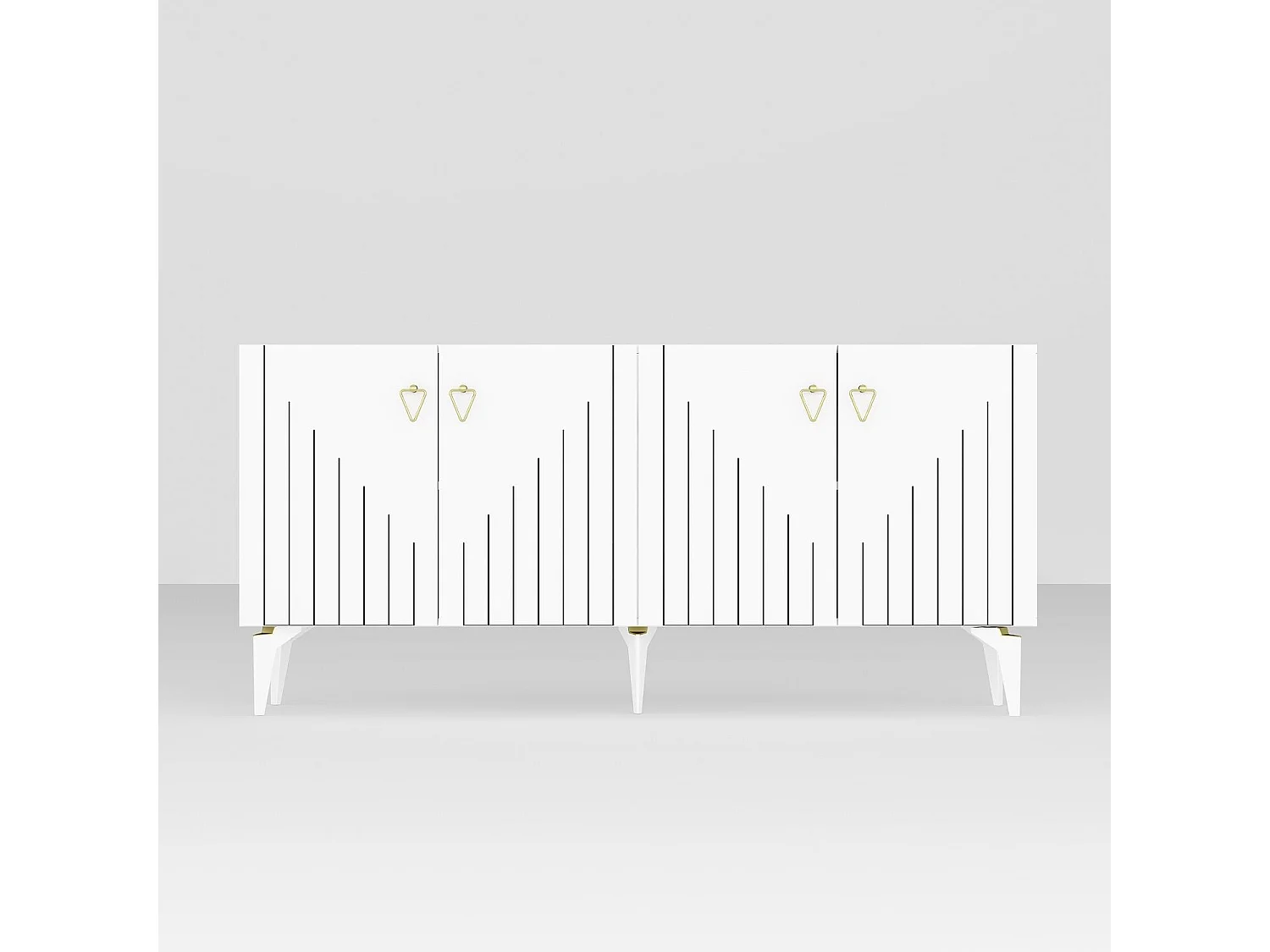 Buffet en aggloméré mélaminé – 150 cm x 79 cm x 40 cm – Blanc et Or
