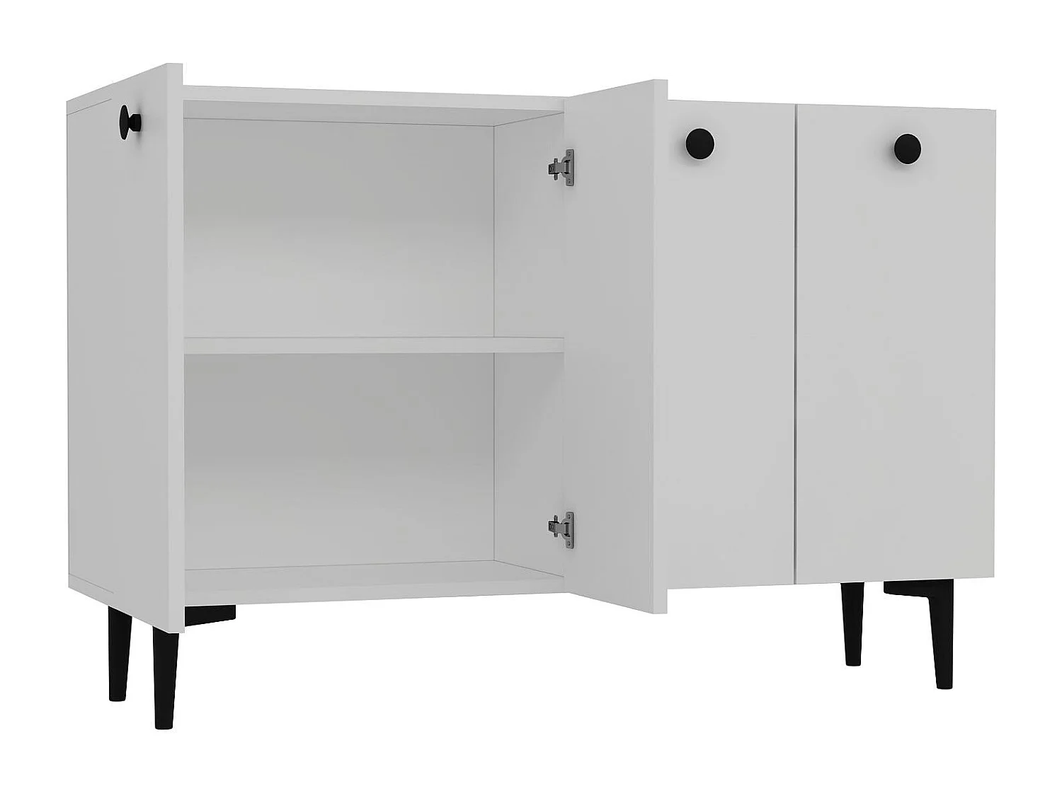 Dressoir - 120cm x 80cm x 29,6cm - Wit en zwart - Spaanplaat
