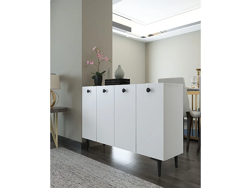 Credenza - 120 cm x 80 cm x 29,6 cm - Bianco e Nero - Truciolato