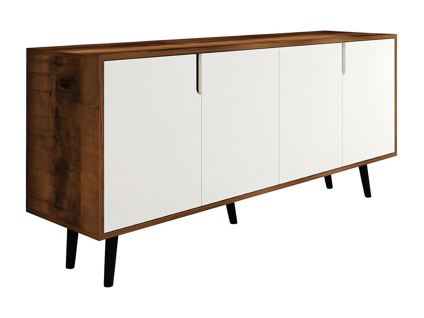 Sideboard – 180 cm – Walnuss und Weiß – Spanplatte und Holz