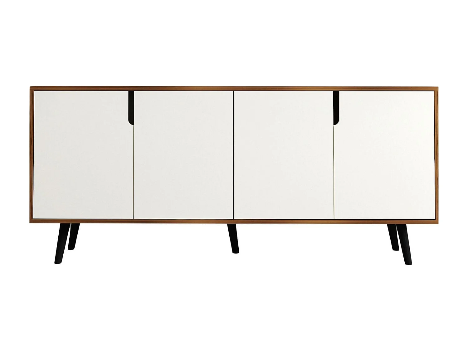 Sideboard – 180 cm – Walnuss und Weiß – Spanplatte und Holz