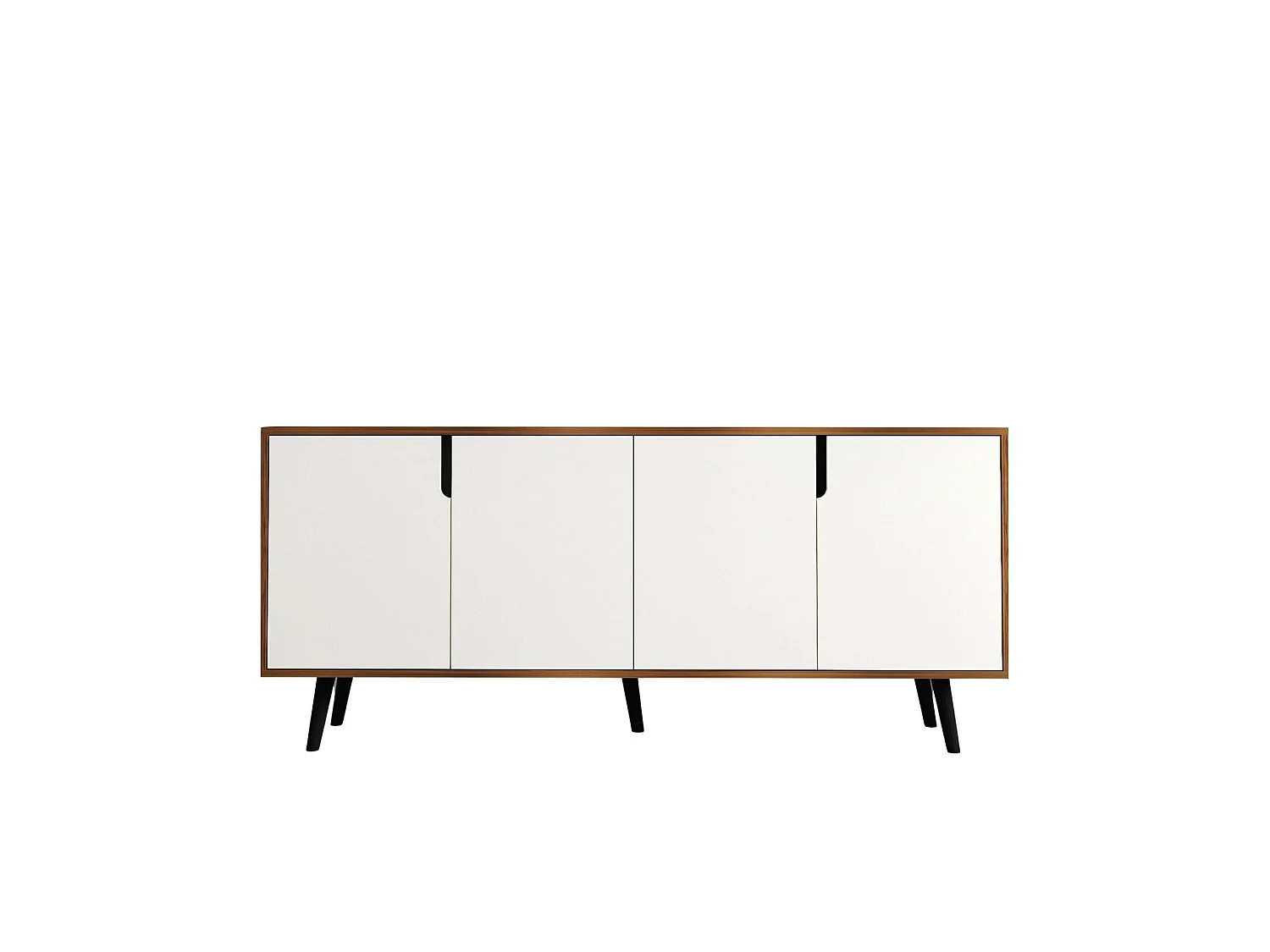Buffet – 180 cm – Noyer et Blanc – Aggloméré et Bois